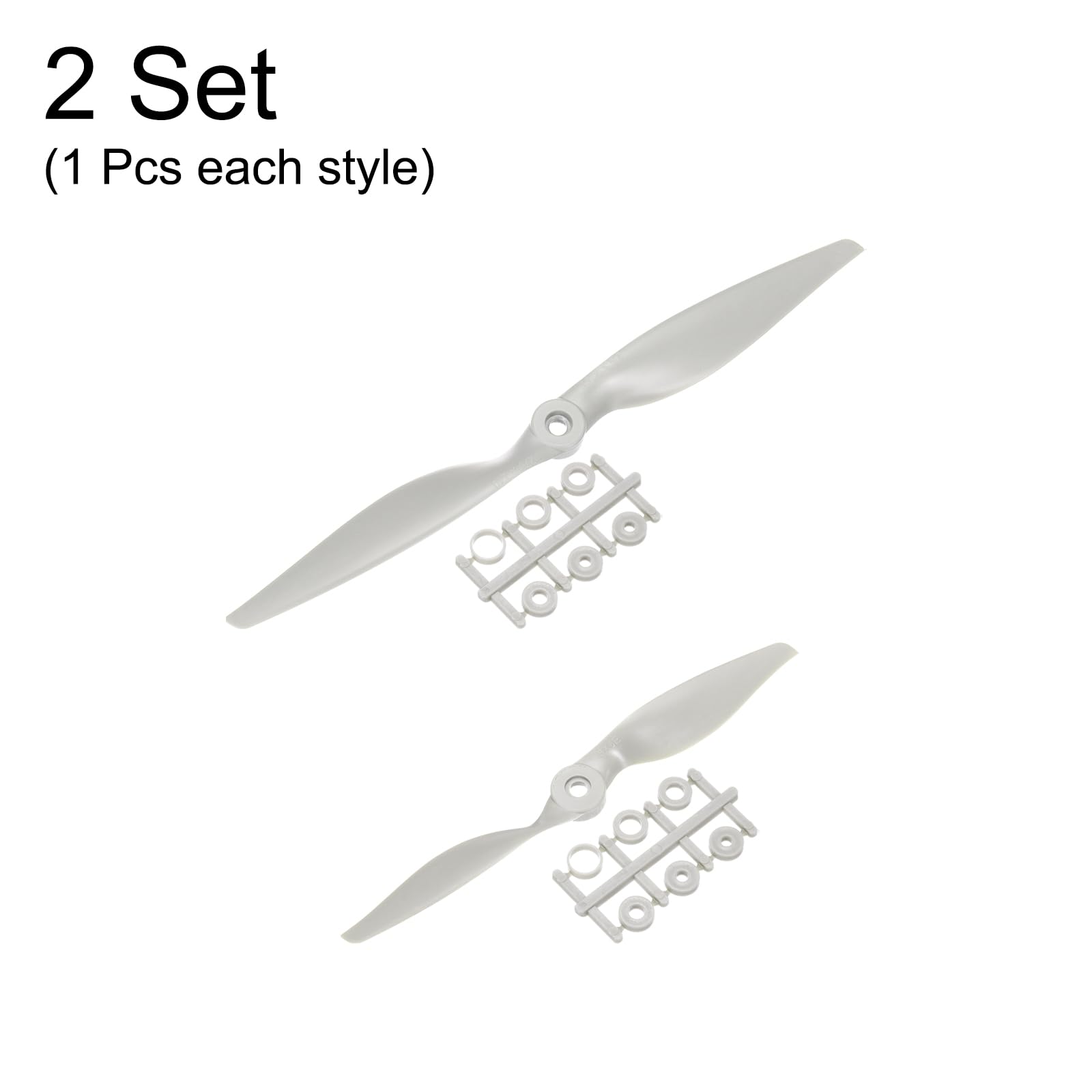 QUARKZMAN 10x5, 14x7 Hélice Rc Hélices 2 Lames Gris avec Bagues d'Adaptation pour Avion Électrique, Paquet de 2