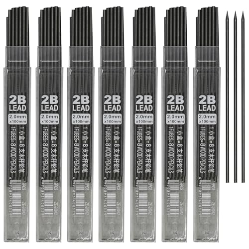 Maydahui 120 Pieces 2B Lead Refills 2.0 mm Smooth Mechanical Pencil Refills Break Resistant Bold Thickness Graphite 12 Leads Per Tube for Drawing Project Painting Compasses Core