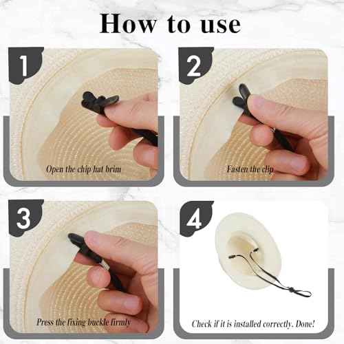 Xinjoduz 2 PCS Hat Retainer Clips for Travel on Bag, Elastic Hat Strap Clips for Wind Strap Hats Chin Straps, Adjustable Retainers with Strings Serve to Golfing, Fishing, Boating (39 cm, Black) - Image 5