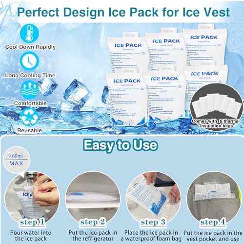 Cooling Vest with 20Pcs Ice Packs - Body Cool Vest for Men Women Adjustable Cold Jacket for Summer Hot Weather4