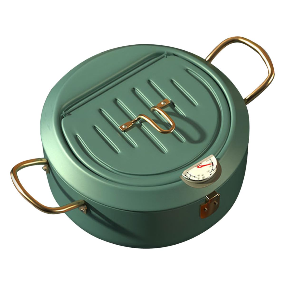Carbonio Pentola Termometro Verde con Acciaio Frittura
