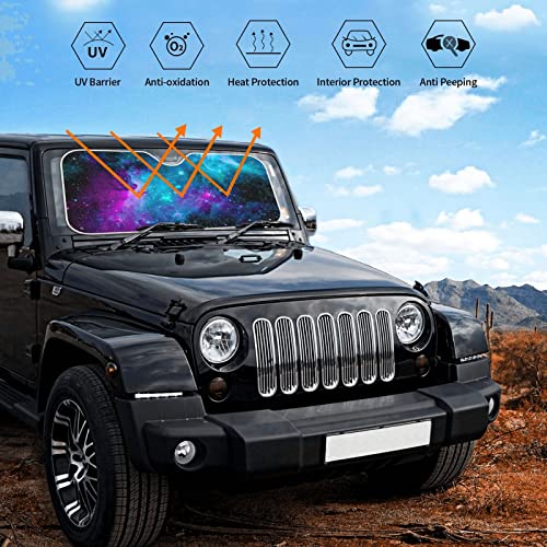 Blue Purple Galaxy Car Windshield Sunshade Foldable Uv Ray Reflector Funny Front Window Sun Shade For Most Sedans Suv Truck - Large #TOP4
