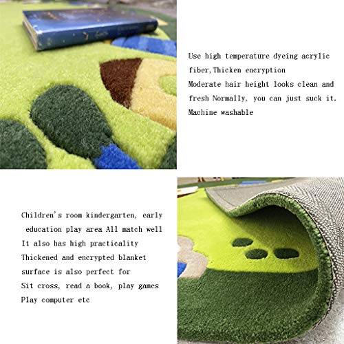 Ronde Vloerkleden Baby Kids Round Rug speelmat Tapijt Play Mat Ronde Kinderdagverblijf van de Baby Rugs Kerstmis Rug Thanksgiving, groen (Size : Diameter 100cm) - Afbeelding 5