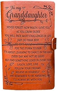 Granddaughter Gifts, Refillable 144 Pages Leather Travel Journal Diary Gifts for Granddaughter Birthday Christmas Graduation Back School from Grandparents, 16th 18th Birthday Gifts for Girls