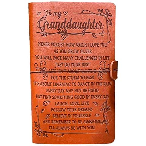 Granddaughter Gifts, Refillable 144 Pages Leather Travel Journal Diary Gifts for Granddaughter Birthday Christmas Graduation Back School from Grandparents, 16th 18th Birthday Gifts for Girls Cover