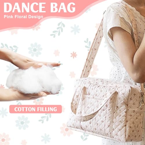 Quilted Travel Duffle Bag for Women Floral Quilted Overnight Bag with Adjustable Strap Gym Bag Carry On Tote for Travel Business Trips Sport3