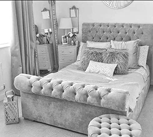 Bed craft Upholstered sleigh bed Frame Double King size Super King size  Without Mattress In plush velvet handmade in UK (Single)