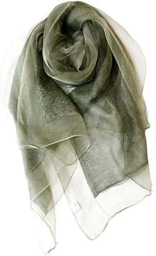 CrEev Schal Schal Wraps Seide Wolle Schal Frauen Schals und Wraps Dünne Doppelschicht Einfarbig Dame Reise Schals Seide (Grün 200 * 70cm)