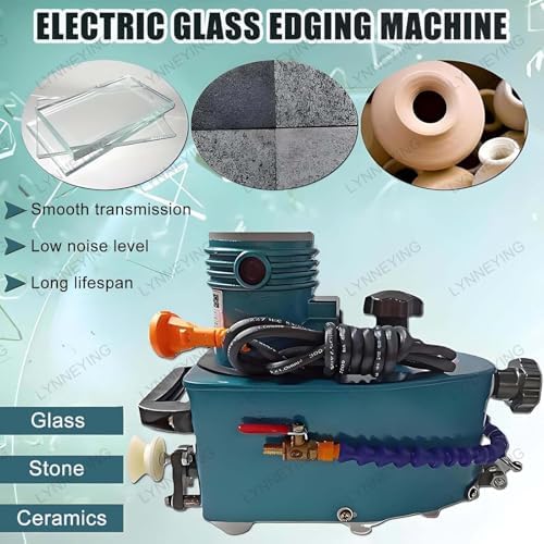 Electric Glass Grinder, 850W Handheld Polishing Machine with 8000RPM Speed, With 10 Diamond Wheels, for DIY Glass Art, Beveling & Corner Rounding, Stainless Steel Body(Blue)