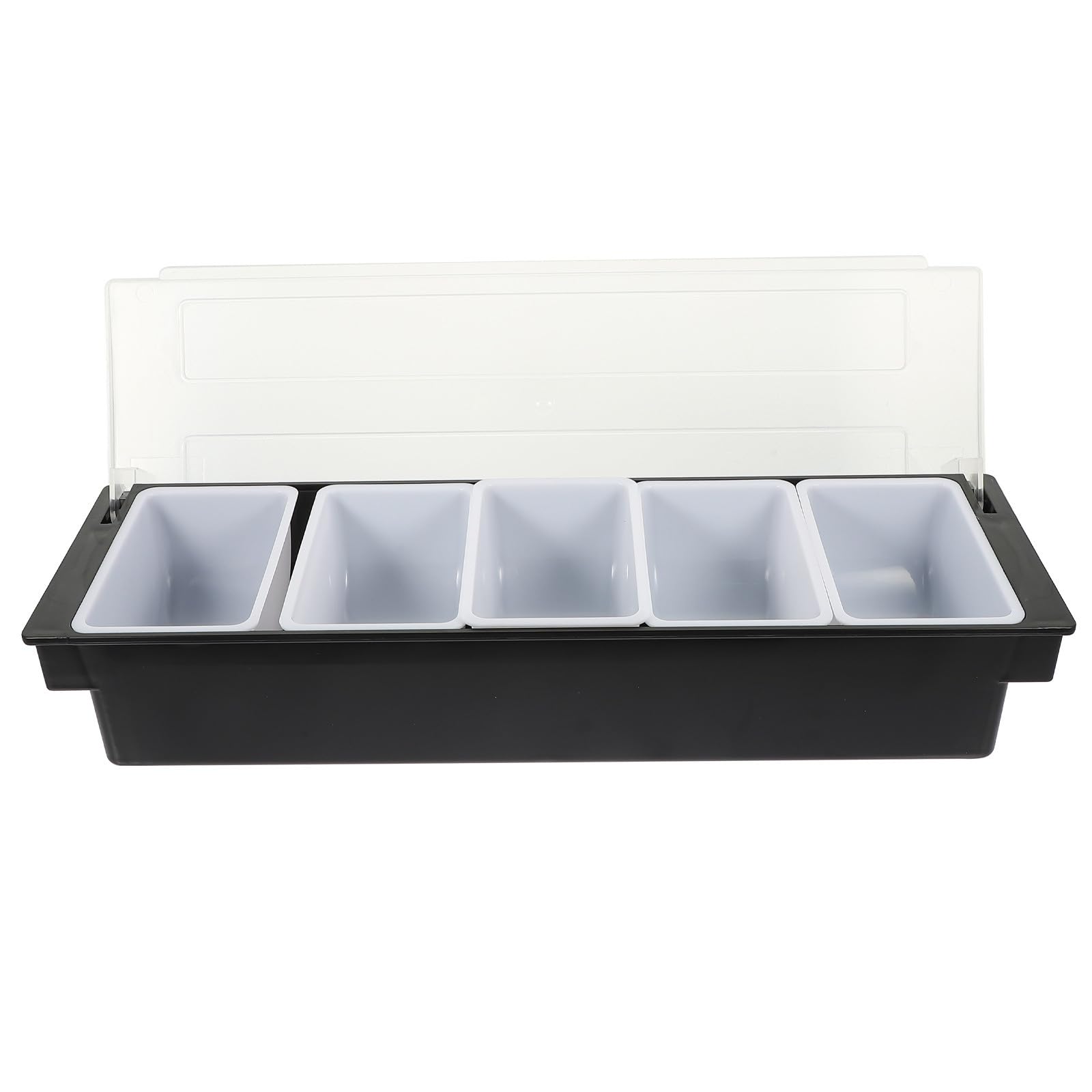 INOOMP Boîte en Plastique Compartimentée Noire 5 Compartiments, Design Couvercle, Contenant Alimentaire Pratique pour Fruits Secs et Collations Bar