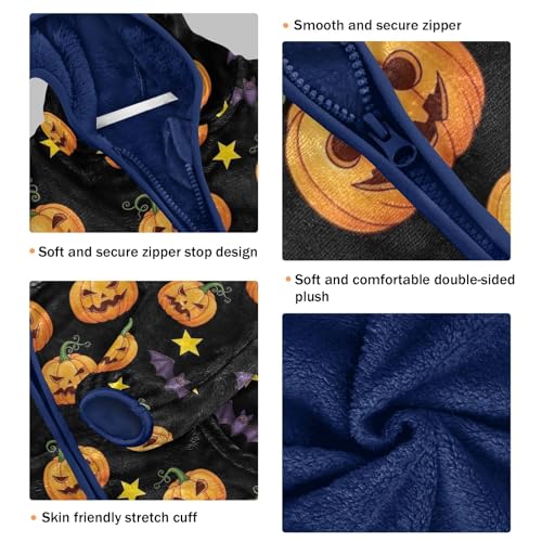 CHIFIGNO Halloween Pumpkins Toddler Zip up Hoodie, Soft Lightweight Fleece Jacket 3T3