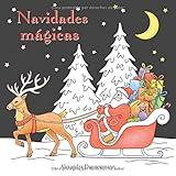 Navidades mágicas: Libro para colorear sobre fondo negro pa