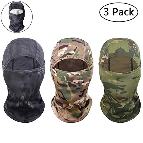 Coddsmz Lot de 3 cagoules de protection contre les UV pour le visage, le ski, la moto M Lot de 3 - Camouflage.