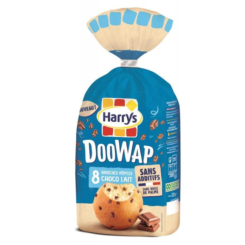 HARRYS - Doowap Brioches pépites de chocolat au lait x8-320g, Sans Additifs, petit déjeuner gourmand et sain. - Lot De 4 - Vendu Par Lot