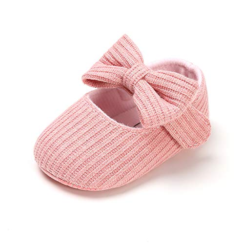 Baby Girls Bowknot Crib Shoes Soft Sole Mary Jane Ballet Flats Infant Prewalker Dress Shoes