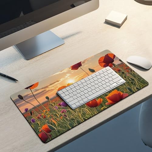 Red Flower Field in Sunset Gaming Mouse Mat Large Desk Pad miniatura 5