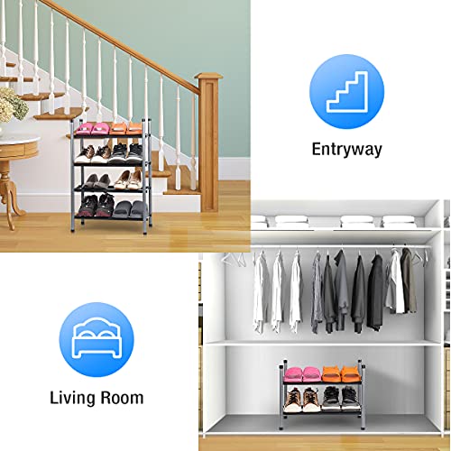 Besimli 2-Tier Expandable Shoe Rack Stackable Shoe Organizer Adjustable Metal Iron Shoe Shelf, Free Standing Storage For Closet Entryway Doorway Bedroom Footwear #TOP4