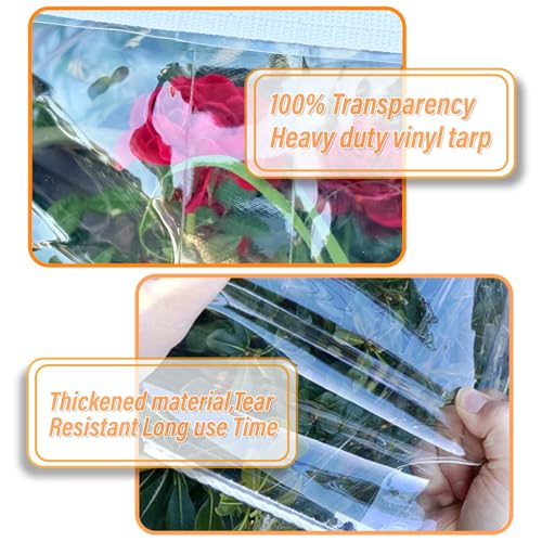 Image of Clear Tarps Heavy Duty Waterproof 8x8 FT Plastic Tarps with Grommets,Clear Vinyl Tarp for Covering Patio Porch Canopy Plant Cover,Outdoor Waterproof PVC Cover,Resistant UV,Resistant Vinyl Tarpaulin