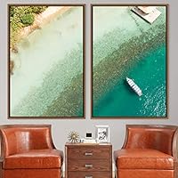 2 Piece Framed Canvas Wall Art Coastal Beach Canvas Prints Home Artwork Decoration for Living Room,Bedroom - 16