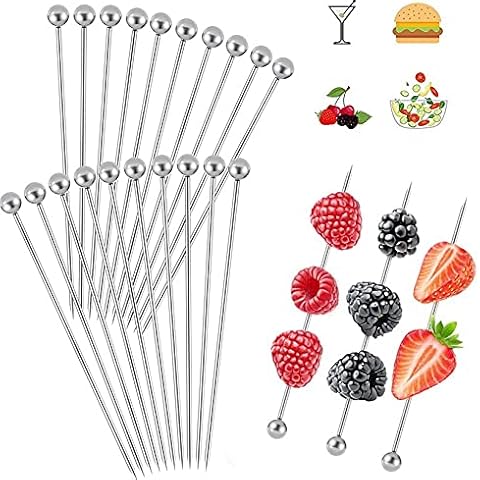 20 Stück Edelstahl Cocktailspieße Stück Cocktail Picks Cocktail Sticks Cocktailspieße Edelstahl Cover