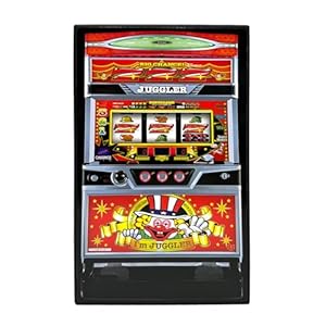 光って音が鳴る ジャグラー コインバンク 貯金箱 スロット パチンコ おもしろ雑貨 筐体型 景品 約15cm (レッドパネル)