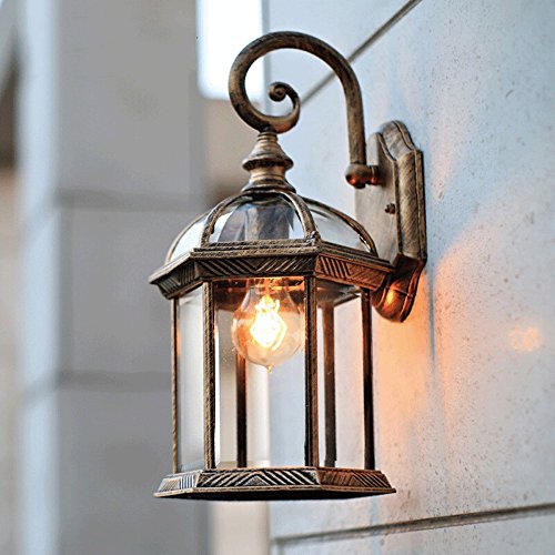 iBalody Retro Outdoor wasserdichte Wand Laterne Licht Antik E27 Garten Wandleuchte Vintage Gang Balkon Innenhof Außen Street Light Wandleuchte (Color : Bronze) Cover