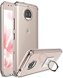 Moto G5S Plus, Style4U Scratch Resistant Shock Absorbent Ultra Slim Transparent Clear PC Back TPU Bumper Protective Case Cover for Moto G5S Plus w/ 2 Ring Holder Kickstands [Rose Gold]