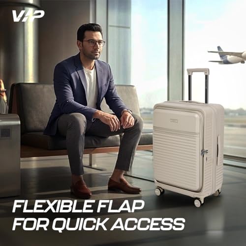 Image of VIP FLEX9010 Expandable Check-in Trolley Bag 78cm | Large | Hard Luggage | 8-Wheel Business Travel Suitcase with 15.6 inch Laptop Compatible | Flushed TSA Lock | 3 Years International Warranty (Beige)