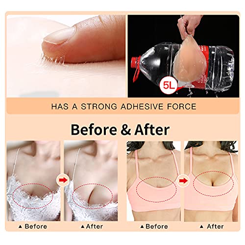 2023 Adhesive Bra, Push Up Strapless Self Adhesive Bra, Invisible Silicone Bra For Backless Dress (B, Creme) #TOP4