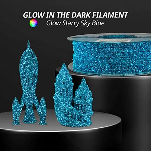 Image of AMOLEN 3D Printer Filament, PLA Filament 1.75mm, Glow in The Dark Filament Blue Starry Sky, Best with UV Lamps, Fit Most 3D FDM Printers, Dimensional Accuracy + /- 0.02 mm, 1kg(2.2lbs) Spool
