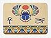 Badematte mit ägyptischem Druck, antike historische Kultur von Skarabäus-Augen-Ornamenten, Plüsch-Badezimmer-Dekor-Matte mit Rutschfester Rückseite, Creme Navy
