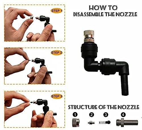 Misting Cooling System, voorgemonteerde vrije richting Draaiende Misting Kit, Afneembare Nozzle + Misting Line + A… - Afbeelding 4