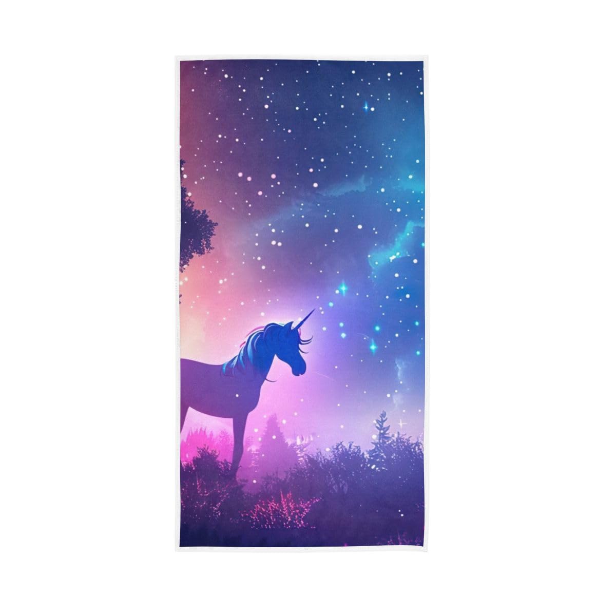 LSRCPD Unicorn Under Moonlight Hand Towels, Absorbent Towels for Hand, Face, Hair, Yoga, Kitchen, Bath 15 x 30 Inches