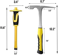Vista 4 de Kit de martillo de selección de rocas de geología, herramientas de martillo de geología, martillo de roca de 32 onzas y cinceles con lupa