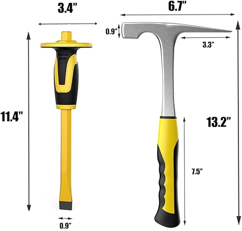 Miniatura 4 de Kit de martillo de selección de rocas de geología, herramientas de martillo de geología, martillo de roca de 32 onzas y cinceles con lupa de