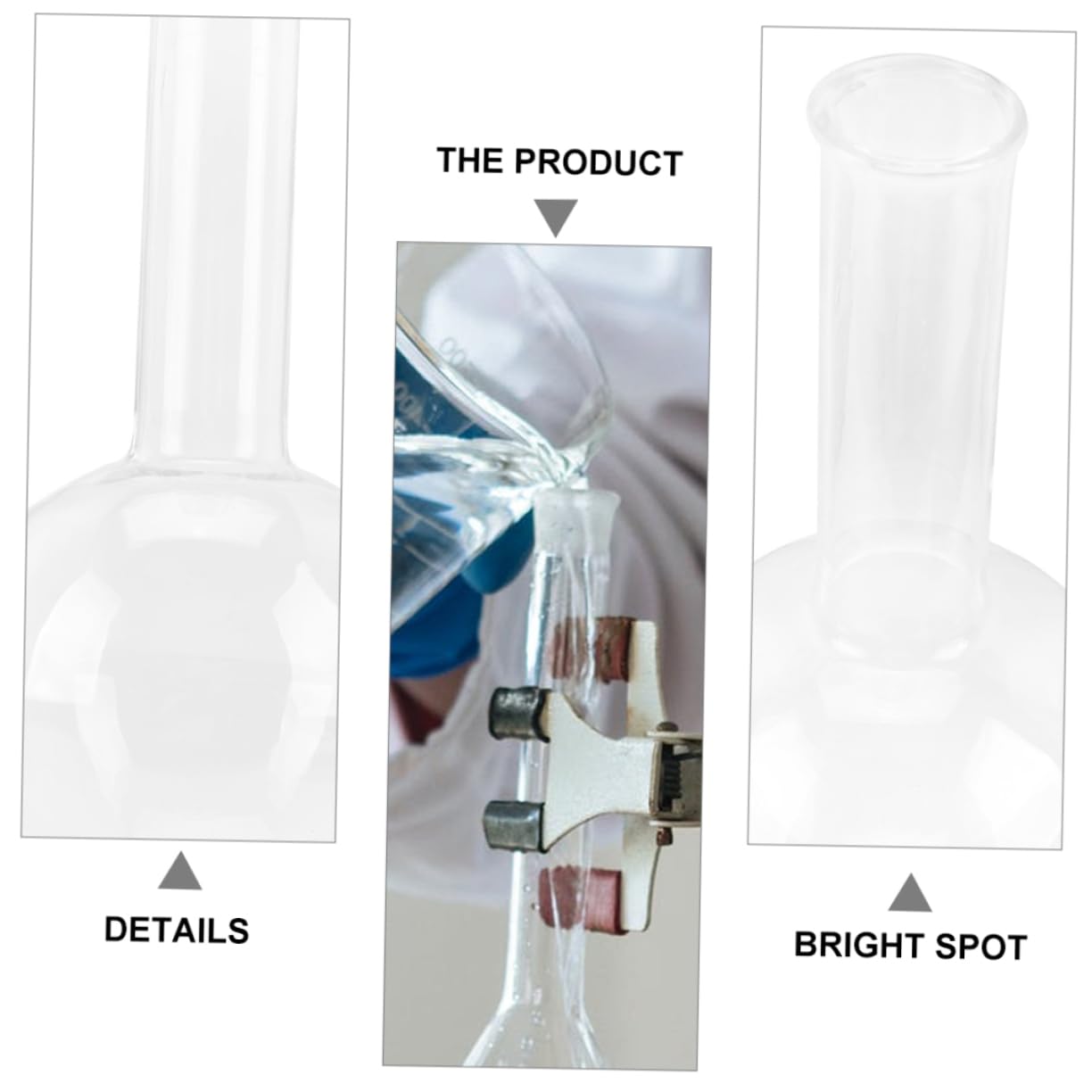 MAGICLULU Rundkolben als Laborkolben 3 Stück mit 250ml Volumen aus Glas Gleichmäßiger Wandstärke und Transparentem Design für Chemie und Bildungsanwendungen