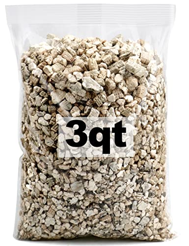 Organic Vermiculite Granules, 3qt Natural Coarse Soil Amendment Medium Grade, Horticultural Grow Media for Potted Plant, Seed Starting Gardening, Hydroponics, Mushrooms, Reptile Bedding