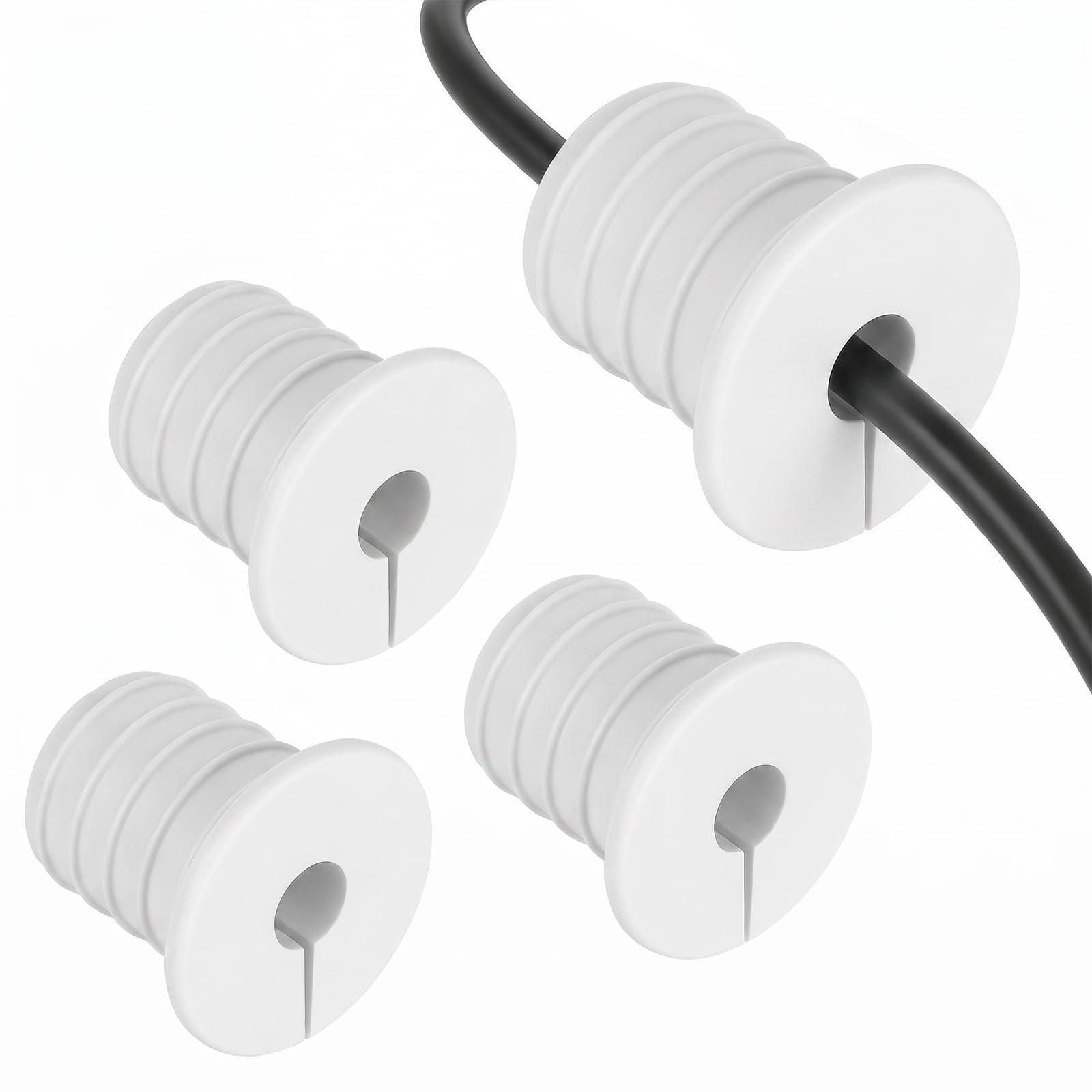 4PCS White Wall Grommet for Starlink, 3/4 inch Cable Hole Cover for Wall Cable Pass Through Silicone Cord Hider for Organizing TV Ethernet Starlink Cables, Anti-Slip Decorates Holes