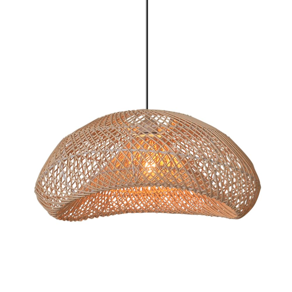 YNAHZAOK Southeast Asia Style Rattan Chandelier for Kitchen Island Dining Room Bedroom Living Room Vintage Hand-Woven Hanging Lamp Adjustable Suspension Line Natural Rattan Materials Pendant Light