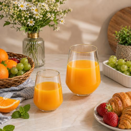 Image of bellemax 410ML & 360ML Water and Juice Glasses | Drinking Glasses for Water, Juice, Milk, Cold Drinks & Beverages | Premium Transparent Glass Tumblers for Home Set of 12