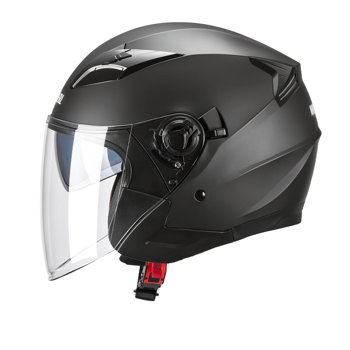MOCOERL Cascos Jet para Hombre y Mujer Casco de Motocicleta Casco Scooter Doble Visera Homologación ECE2206 Negro Adulto Vintage 3/4 Casco
