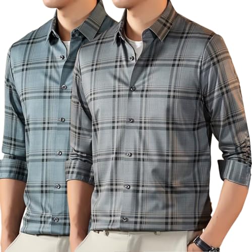 Image of Lymio Men Shirt | Checkered Button Down Shirt for Men | Slim Fit Casual & Semi-Formal Shirts for Man | Textured Long Sleeve | Office & Weekend Ready (Packs Also Available) (Big-Checks)