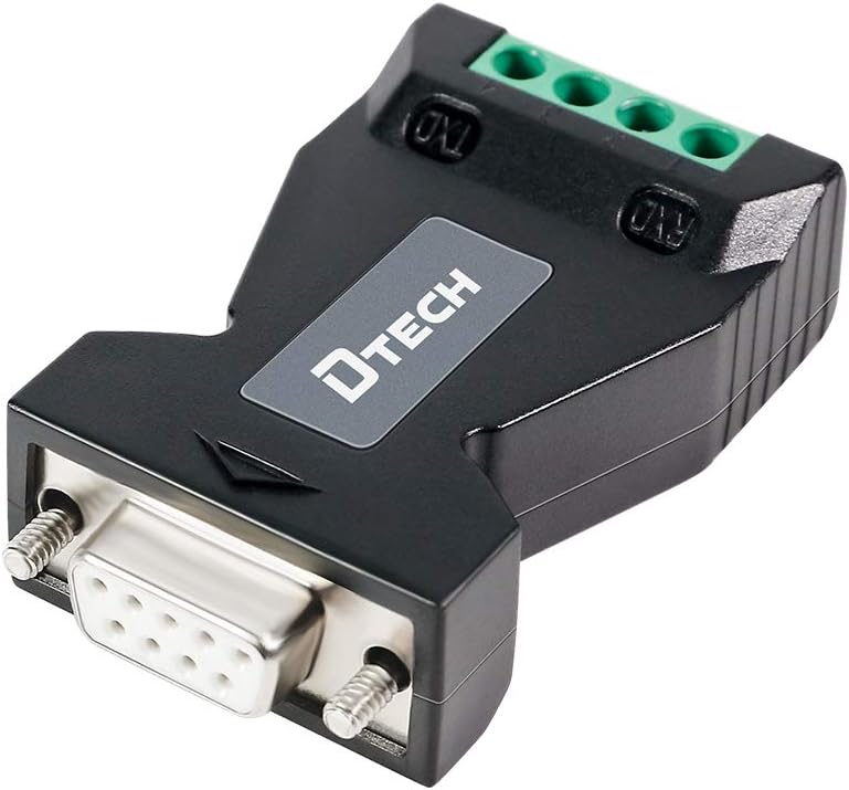 DTECH RS232 to RS485 Converter Serial Adapter with 4 Position Terminal Block for Long Haul Data Communication Supports 600W Anti-Surge