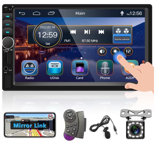 Radio Coche Bluetooth 2 DIN Pantalla Táctil 7 Pulgadas Compatible con Mirrorlink/Radio FM/USB/TF/AUX, Reproductor Multimedia...