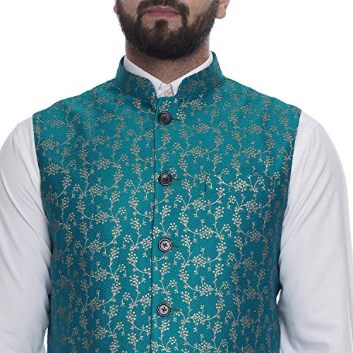 Image of Veera Paridhaan Men's Poly Cotton Jute Nehru Jacket