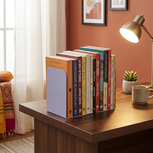 Image of oddpod Classic Metal Bookends for Office Decor /Book Shelf /Living Room /Home Decor 3038 8 inch- Grey