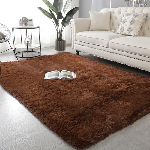 Tapis moderne lavable 160 x 220 cm doux antidérapant marron - 2