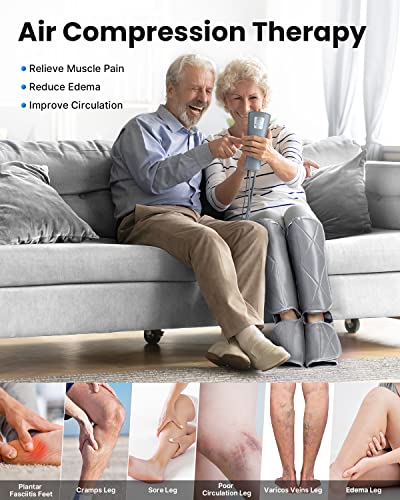 Renpho Leg Massager With Compression For Circulation And Pain Relief, Calf Foot Massager With 5 Modes 4 Intensities, Helps For Reduce Swelling,Gifts For Mom, Dad, Women, Men #TOP4