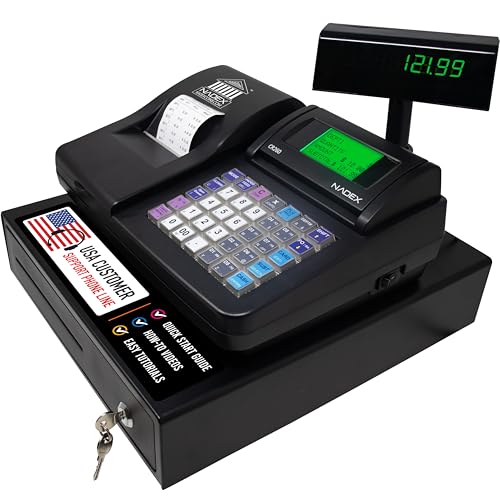 Image of Nadex CR260 Cash Register, Steel Drawer, Fast Printing, User-Friendly Interface, Black