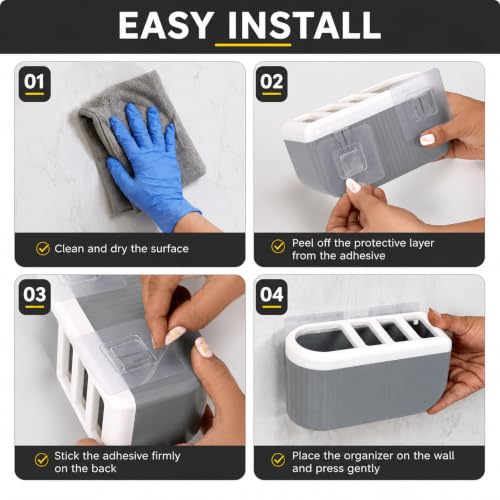 Image of Wall Mounted Cutlery Holder, 4 Section Self Draining Kitchen Organizer for Spoons, Knives, Forks, Chopsticks & Utensils, ABS Plastic Cutlery Stand for Kitchen & Dining Table, Home Storage